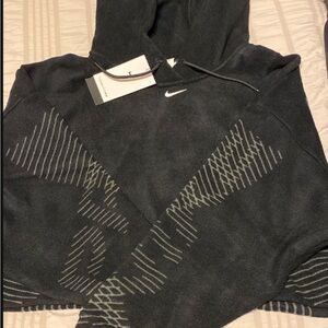 Nike Black and Gray Crop Hoodie